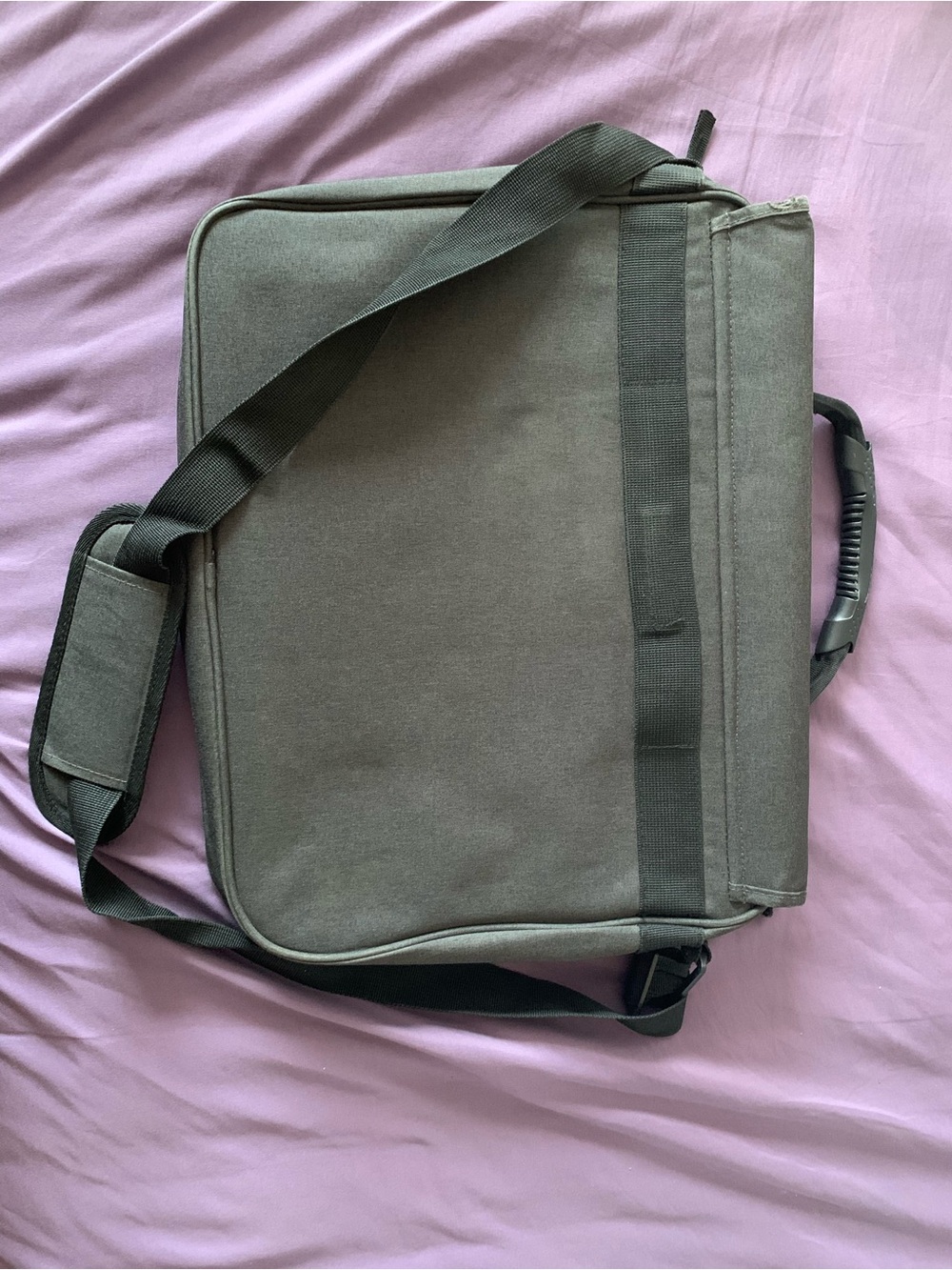 Gray Canvas Laptop Briefcase with Shoulder Strap